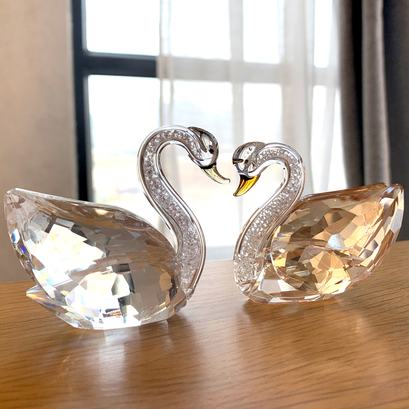 Desk Setup Modern - 3 Colors Bigger Swan Crystal Glass