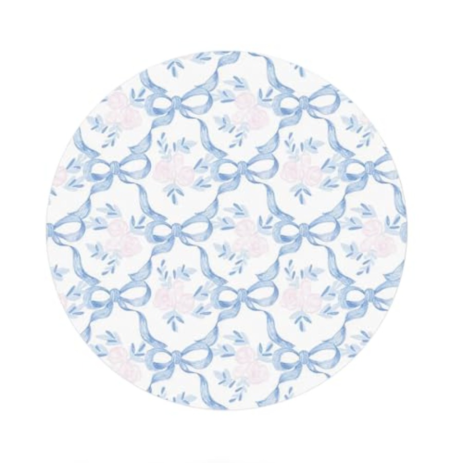 Desk Setup Dorm - Light Blue Floral Mouse Pad, Preppy