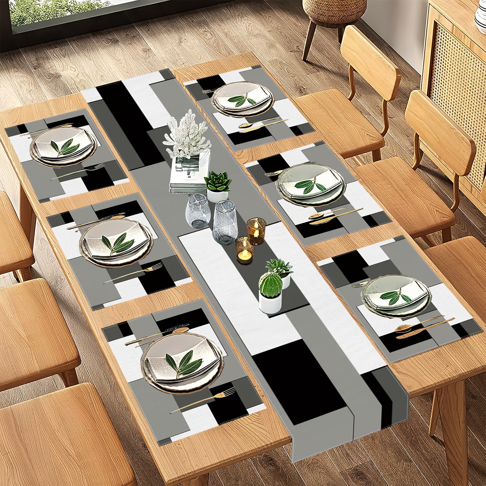 Desk Setup Modern - VIKAMA 5/7PC Geometric Placemat Table Flag