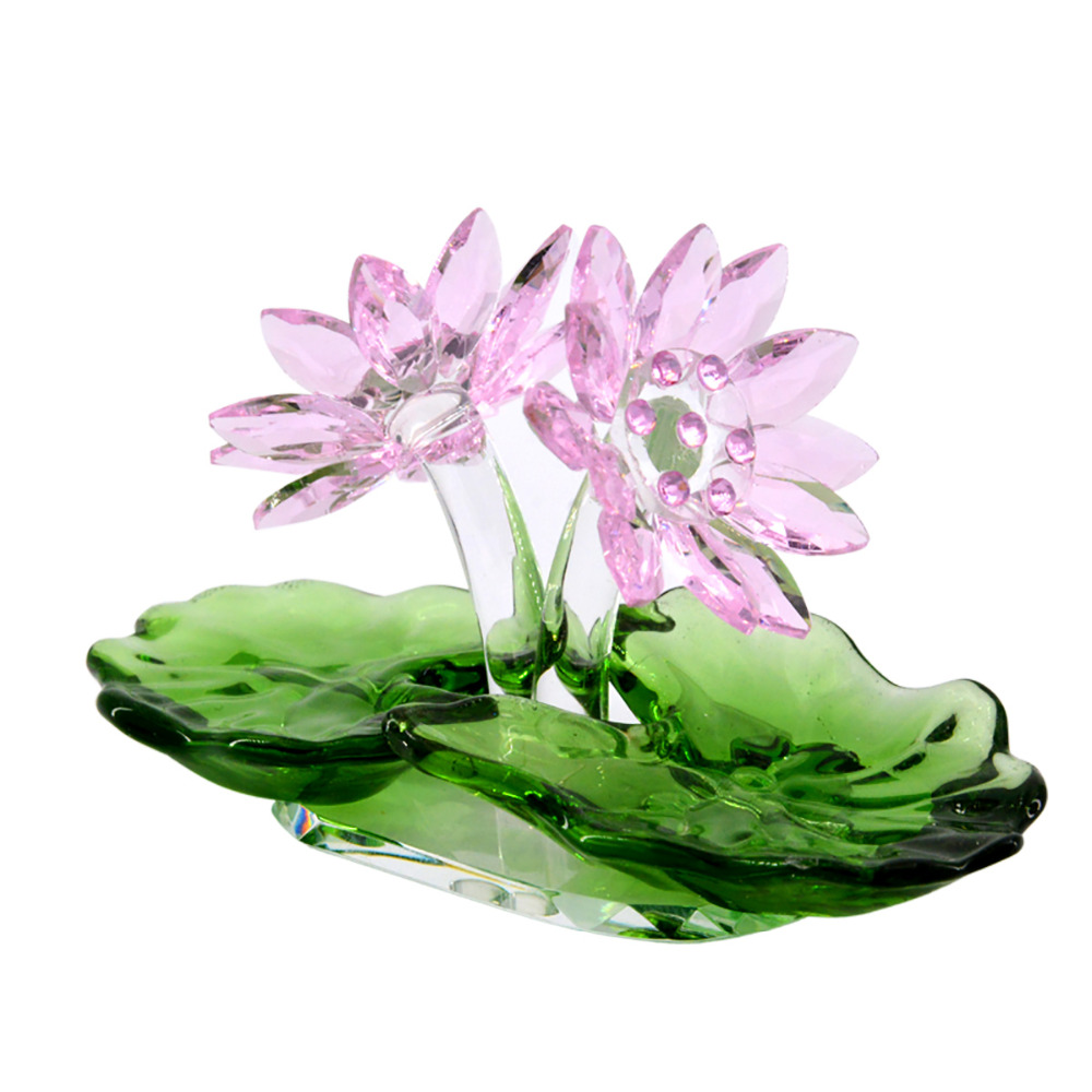 Crystal Two Lotus Flowers Figu – Desk Setup Modern recenzja i cena