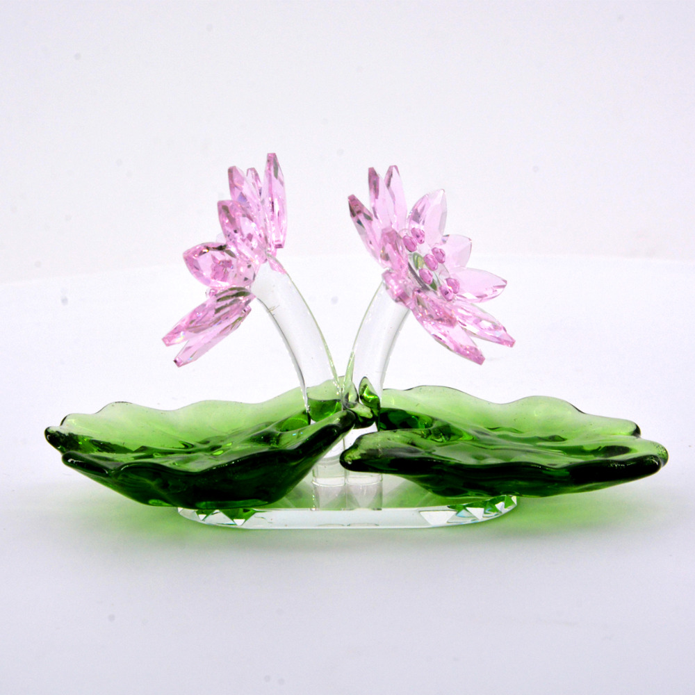 Crystal Two Lotus Flowers Figu – Desk Setup Modern recenzja i cena