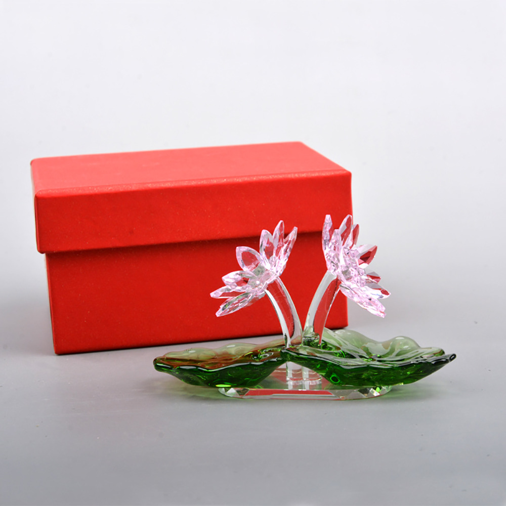 Crystal Two Lotus Flowers Figu – Desk Setup Modern recenzja i cena