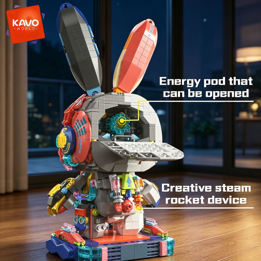KAVOWORLD 1377PCS Robot Rabbit – Desk Setup Girly recenzja i cena