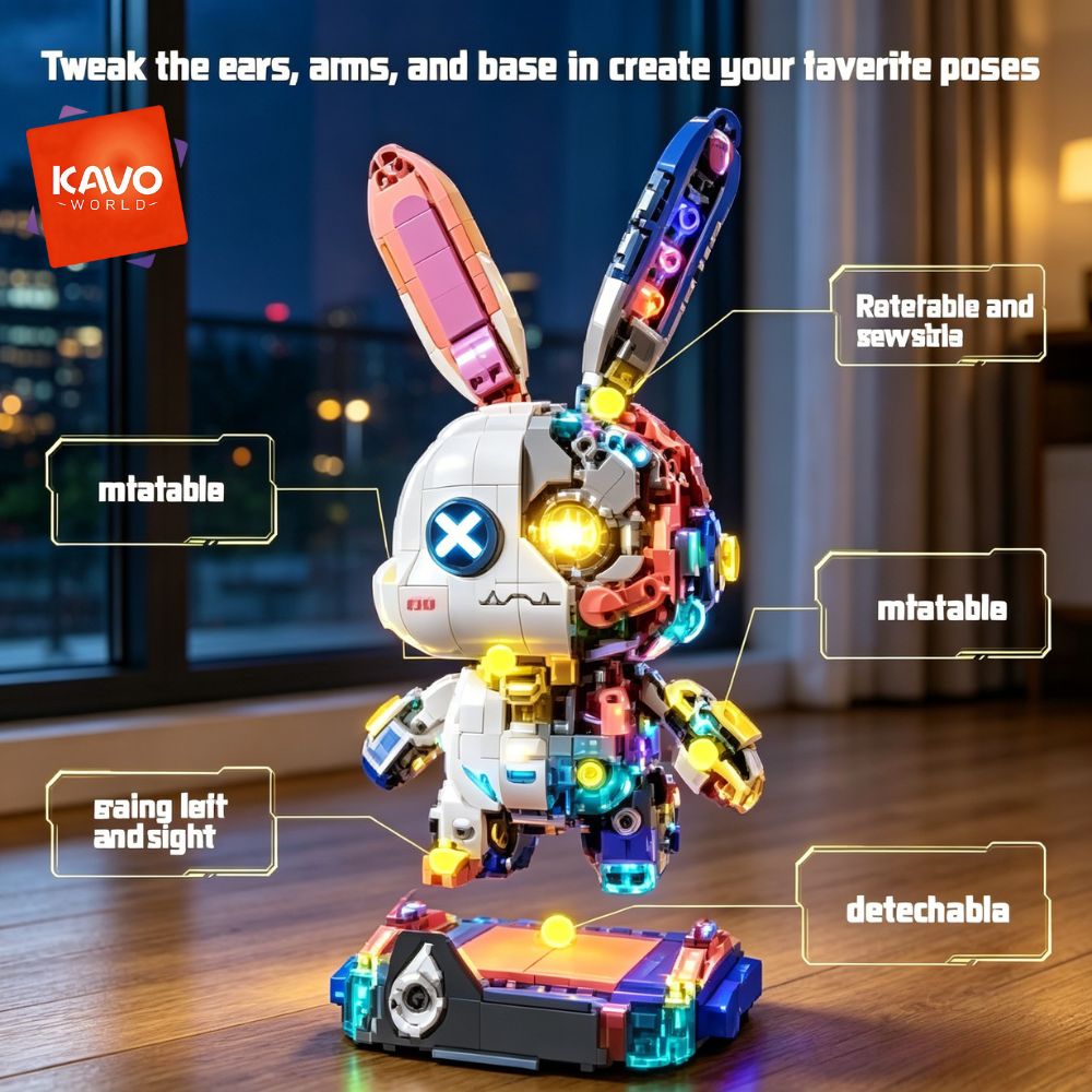 KAVOWORLD 1377PCS Robot Rabbit – Desk Setup Girly recenzja i cena