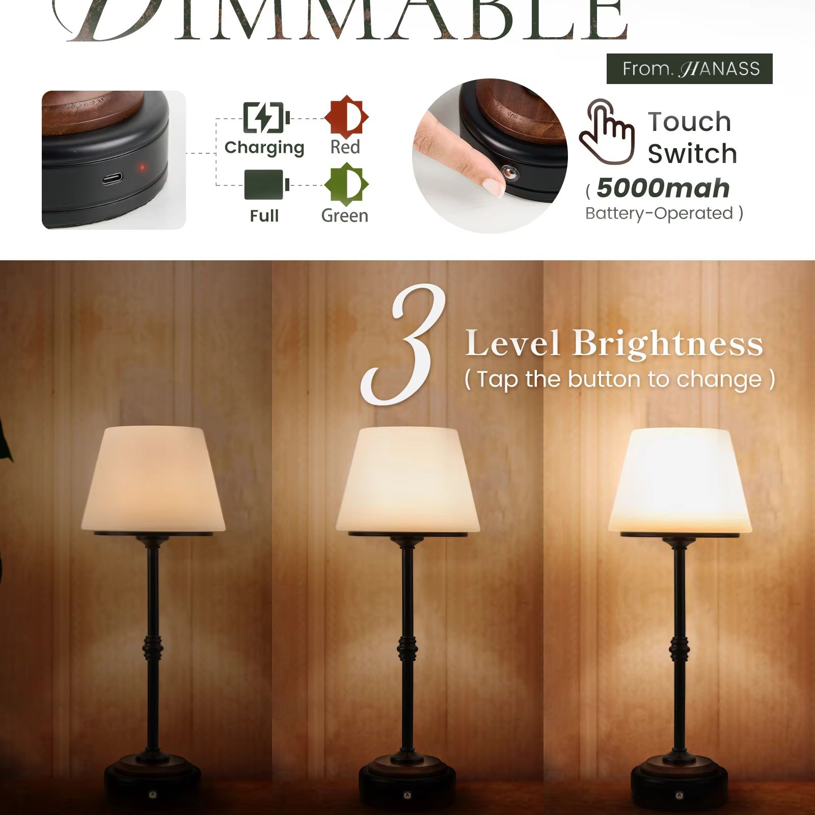 Cordless Table Lamps Set of  5 – Desk Setup Modern recenzja i cena