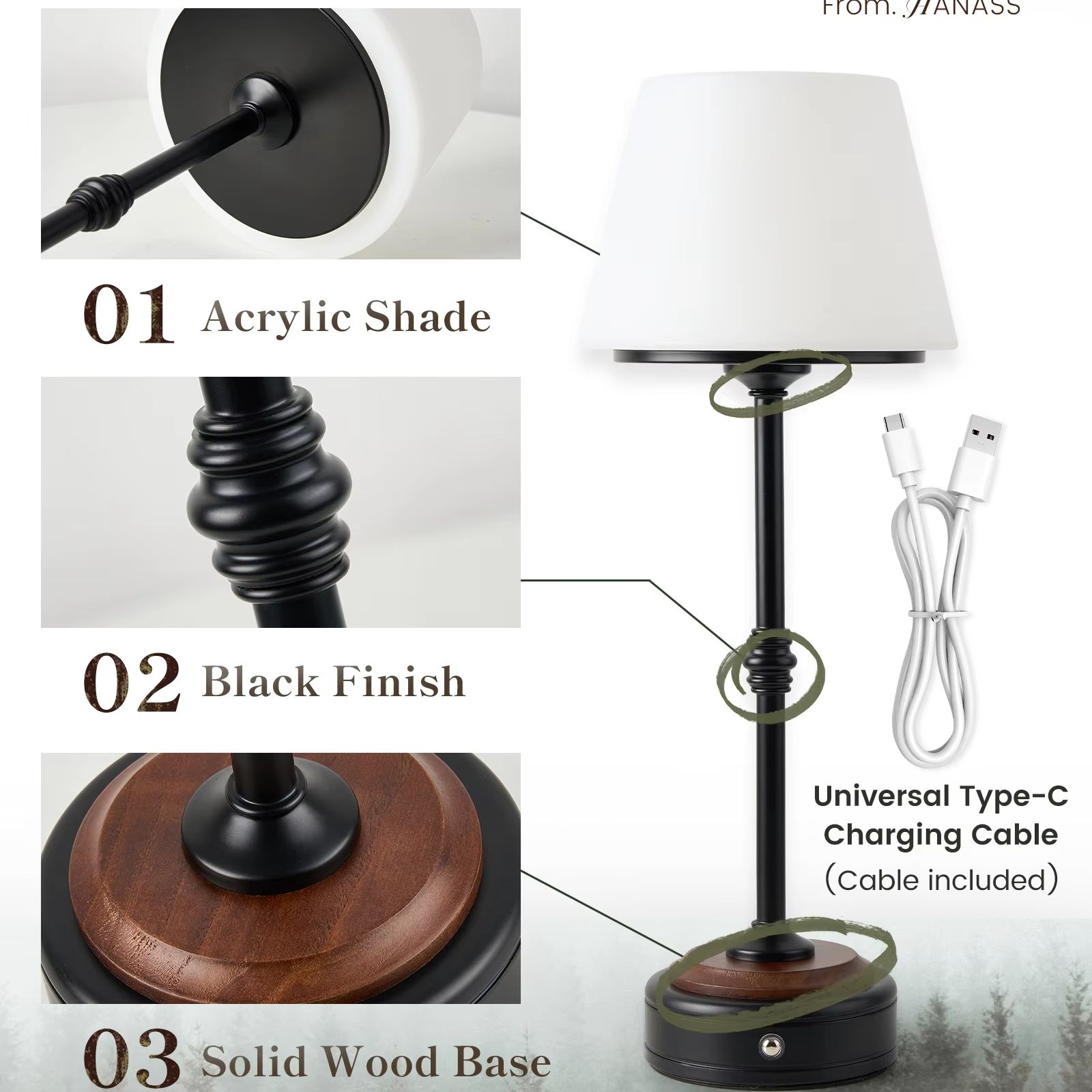 Cordless Table Lamps Set of  5 – Desk Setup Modern recenzja i cena