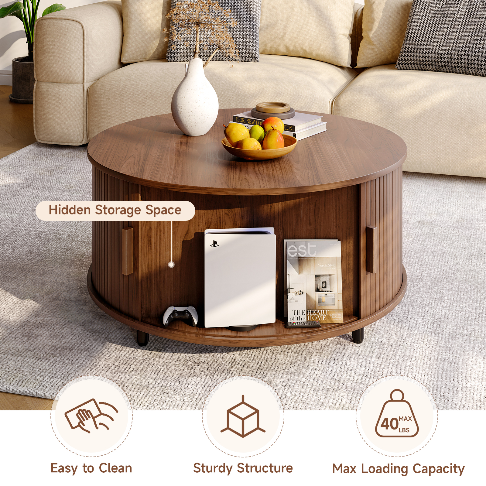 Round Coffee Table with Storag – Desk Setup Modern recenzja i cena