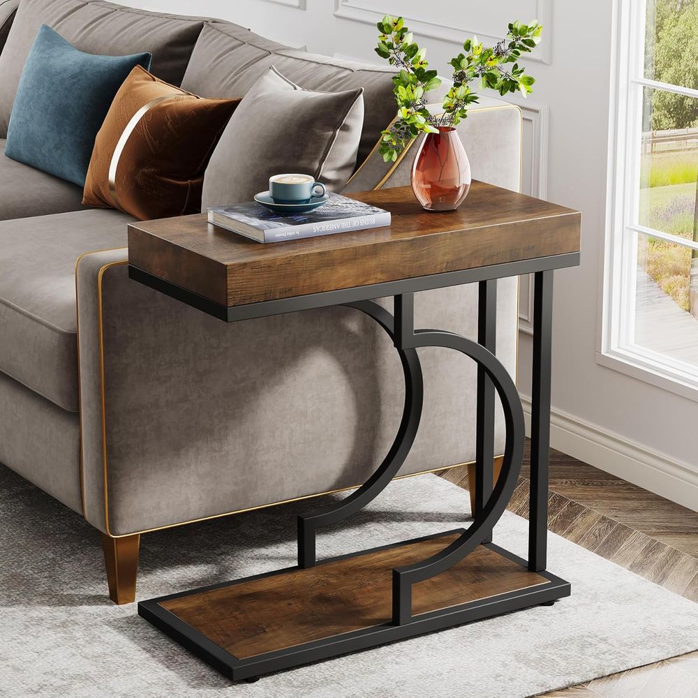 Brown & Black C Shaped Narrow  – Desk Setup Modern recenzja i cena